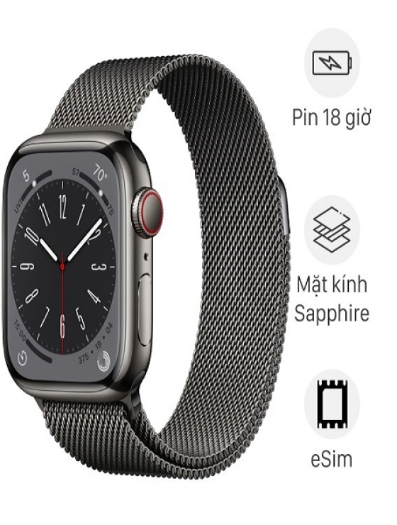 Đồng hồ thông minh Apple Watch S8 LTE 41mm dây thép