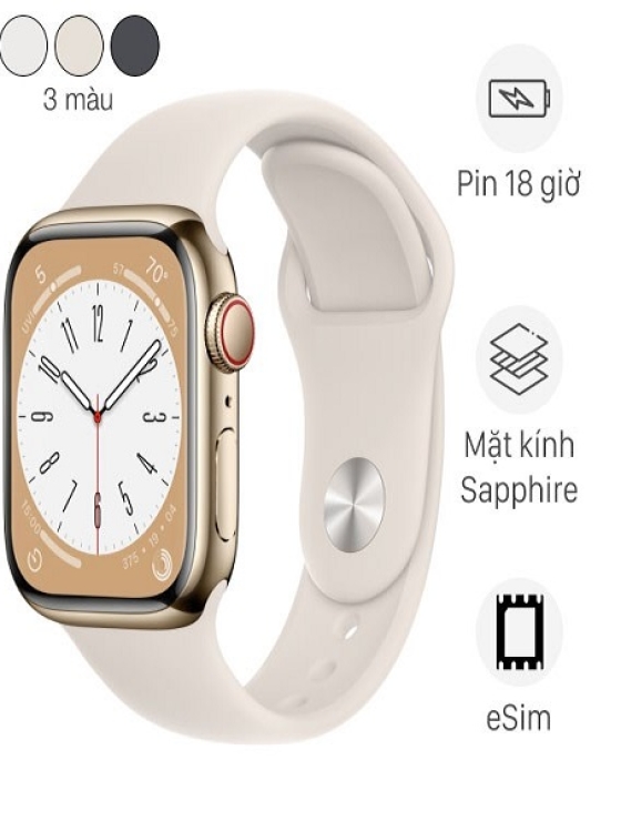 Đồng hồ thông minh Apple Watch S8 LTE 45mm viền thép